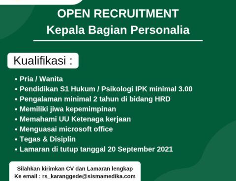 Lowongan Pekerjaan Kepala Bagian Personalia