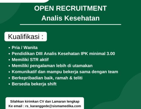 Lowongan Kerja Analis Kesehatan & Apoteker